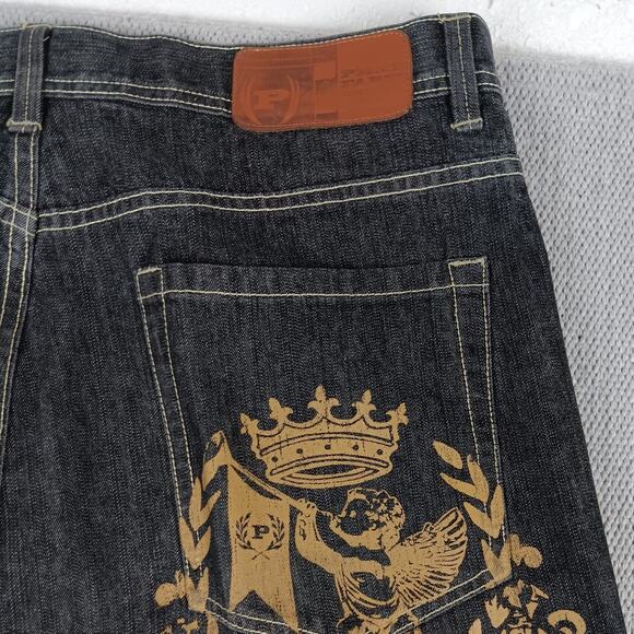 Phat Farm Jeans Vintage Men 36X33 Black Fade Baggy Wide Leg Hip Hop Skater Dream - Picture 10 of 15